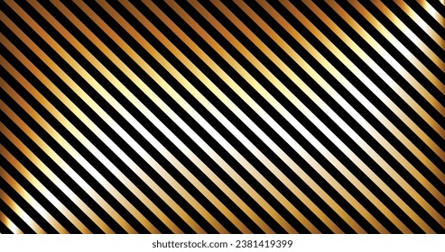 golden stripes on black background. Striped diagonal pattern Vector illustration of Seamless background Christmas theme Background with slanted lines