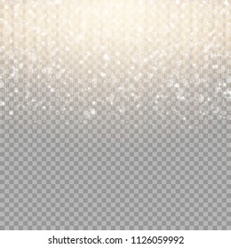 Golden stripes on a transparent background with bright sparkles for the New Year's design of congratulations