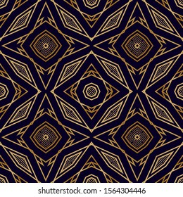 Golden Stripes Seamless Pattern in Art Deco Style. Vintage Fashion Texture. Geometric Lattice Pattern with Gold. Chic Print Texture. Background with Antique Motif.