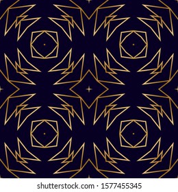 Golden Stripes Seamless Pattern in Art Deco Style. Vintage Print Texture. Seamless Pattern in Art Deco Style with Gold. Chic Print Texture. Luxury Decorative Background.