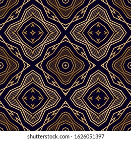 Golden Stripes Seamless Pattern in Art Deco Style. Nouveau Print Texture. Geometric Lattice Pattern with Gold. Vintage Interior Texture. Luxury Decorative Background.