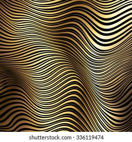 Golden stripes vector abstract waves background