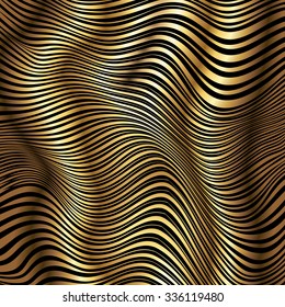 Golden stripes vector abstract waves background