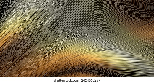 Fondo de onda de rayas doradas. Ilustración vectorial.