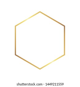 Golden Style Thin Hexagon Luxury Frame On The White Background. Perfect Design For Headline, Logo And Sale Banner. Vector Illustration