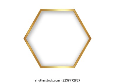 Golden style thin hexagon luxury frame on the white background. Perfect design for headline, logo and sale banner. Vector illustration Gold geometric border isolated