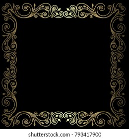 golden stylish frame, card layout for decoration