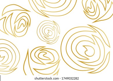 Golden stylized roses on a white background. Blank for design. Vector illustration