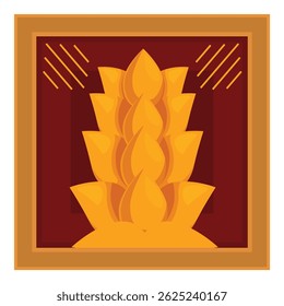 Golden stylized wheat crop growing inside a frame, agricultural celebration concept