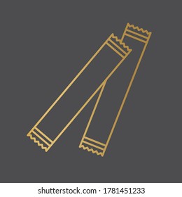 icono de bolsitas de azúcar dorado - ilustración vectorial