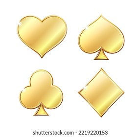 Golden Suit of playing cards. Vector illustration isolated on white background