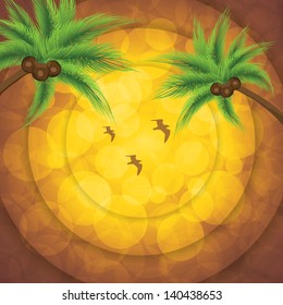 Golden summer background.Tropical vector