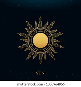 The Golden Sun. golden boho style. Vector Illustration