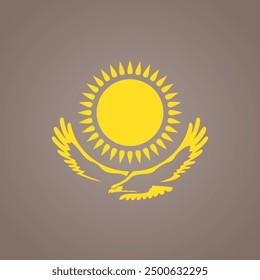 Golden sun and eagle - symbol from flag of Kazakhstan