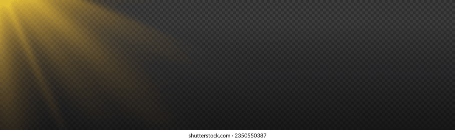 Golden sun flash with rays and spotlight. Gold star burst with sparkles. Translucent shine sun, bright flare. Sunlight glowing png effect. Yellow beam sunrays on transparent background, vector 