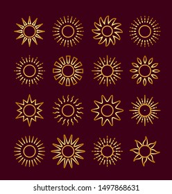 Golden Sun Icons Different Rays Gold Stock Vector (Royalty Free ...