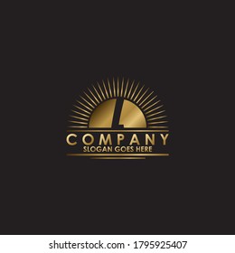 Golden Sun Initial Letter L Logo vector design for business brands identity