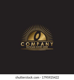 Golden Sun Initial Letter O Logo vector design for business brands identity