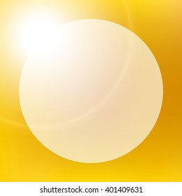 Golden sun light background. Abstract vector background with blurred lights and white space for text