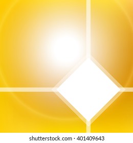 Golden sun light background. Abstract vector background with blurred lights and white space for text