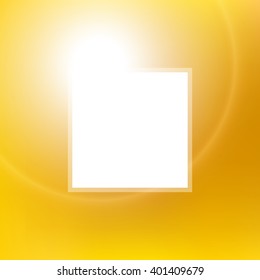 Golden sun light background. Abstract vector background with blurred lights and white space for text