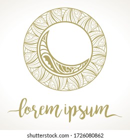 golden sun and moon, vector logo template