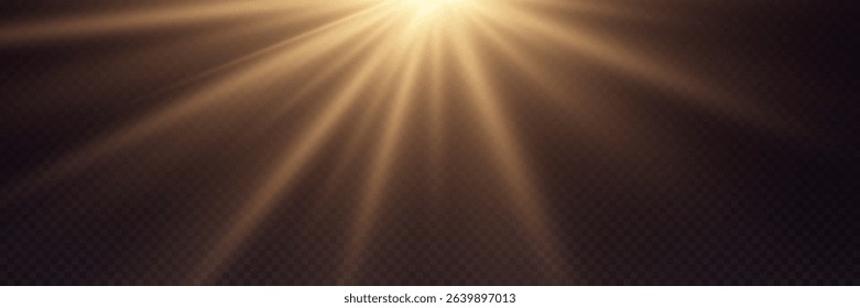 Golden sun rays with a soft glow effect, a shining flash.