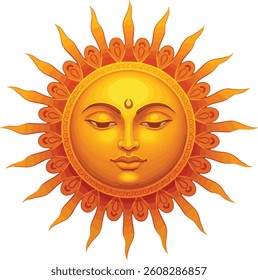 Golden Sun Vector for Sinhala and Tamil New Year – Traditional Sinhala Aluth Avurudu Design with Cultural Festival Elements PNG
