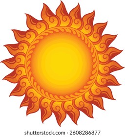 Golden Sun Vector for Sinhala and Tamil New Year – Traditional Sinhala Aluth Avurudu Design with Cultural Festival Elements PNG