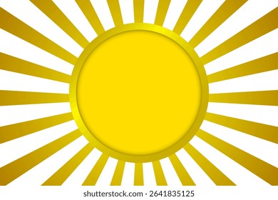 Golden Sunburst Background with Circular Frame. Radiant Rays Design. Wallpaper. Bg. Vector Illustration