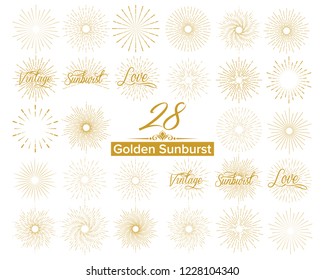 golden Sunburst Design Vector Template . typography element