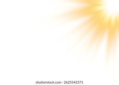 Golden sunburst light flare PNG with radiant rays