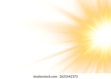 Golden sunburst light flare PNG with radiant rays