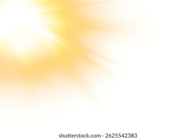 Golden sunburst light flare PNG with radiant rays