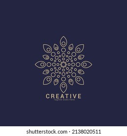 Golden sunflower vector logo vector illustration