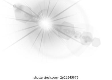 Golden sunlight beam glows on transparent clear canvas. Realistic light ray overlays enhance digital illustrations. Sun flare ring adds warmth and visual energy. Natural light transition softens edges
