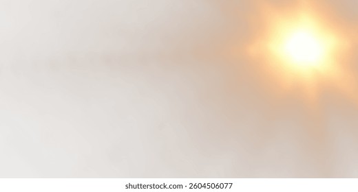 Golden sunlight overlay with magical rays, glowing beams, soft glare, and radiant flare. Perfect for vibrant summer designs, weather effects, and bright warm compositions. Transparent PNG vector.