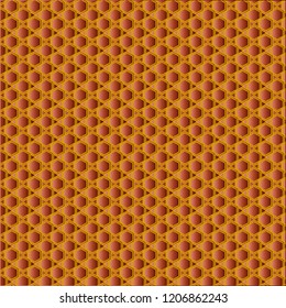 Golden sunny honeycomb pattern. Hexagonal vector design. Trendy polygon texture. Stylish geometric background for your design