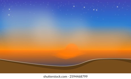 Golden Sunset Over Tranquil Beach