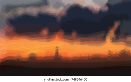 Golden sunset sky