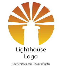 
Golden Sunset and White Logo Lighthouse