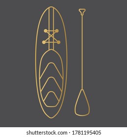 golden SUP board icon- vector illustration