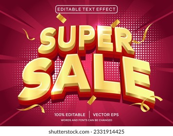 golden super sale 3D editable text effect