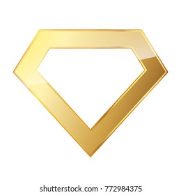 Golden Superhero logo on white background. Vector illustration. Glossy superhero logo