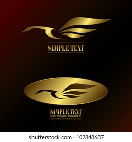 Golden swan label - vector illustration