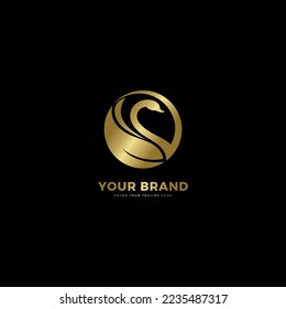 golden swan logo design, gold, beauty