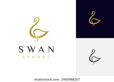 golden swan logo icon design. elegant beauty animal minimalist style vector logo element