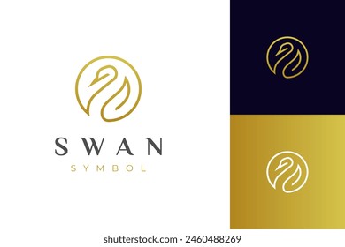 golden swan logo icon design. elegant beauty animal minimalist style vector logo element