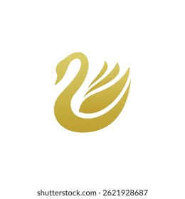 Golden Swan luxo ilustração logotipo design vetor modelo sobre fundo branco