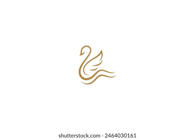 Golden swan luxury logo with simple line design